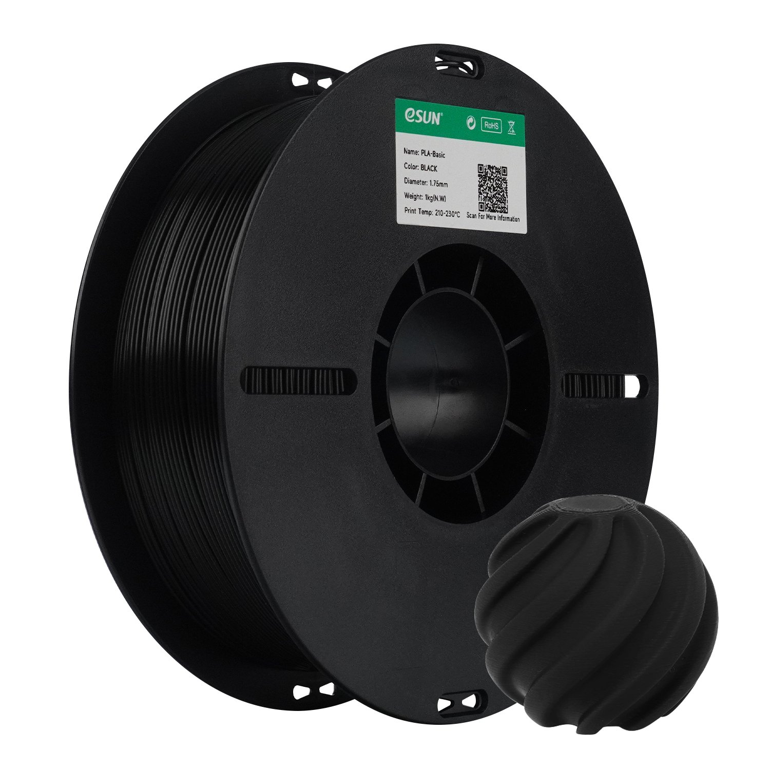 Filamento 3d Esun PLA Basic Preto 1kg