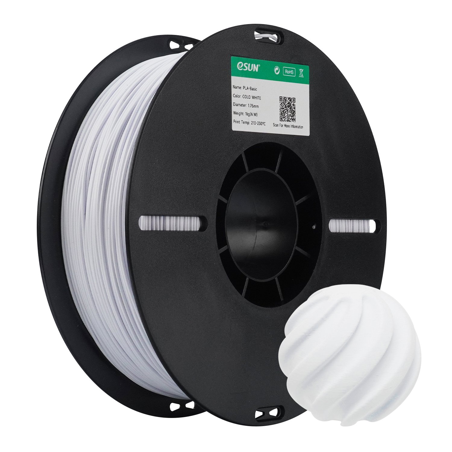 Filamento 3d eSun PLA Basic Branco Gelo 1kg