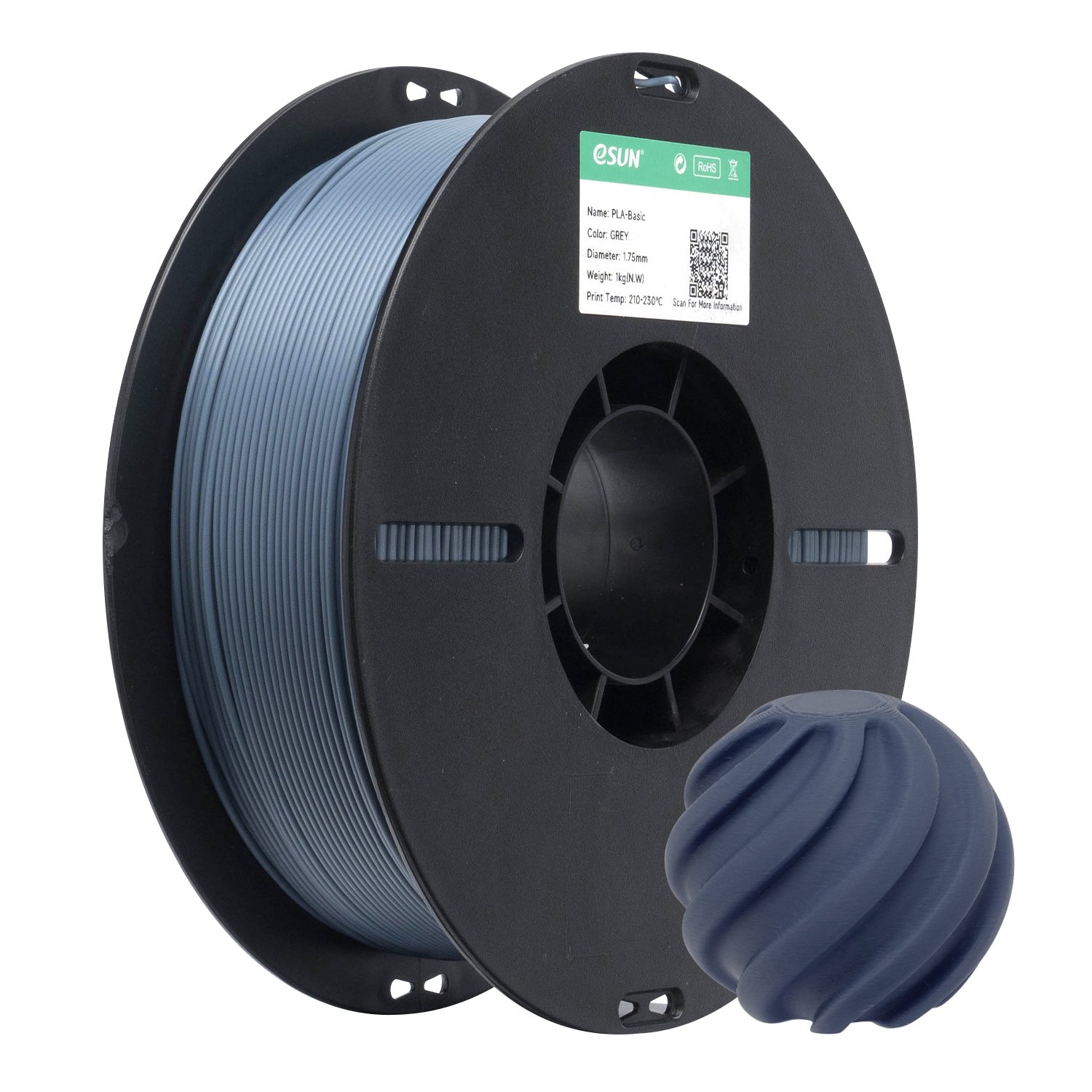 Filamento 3d eSun PLA Basic Cinza 1kg
