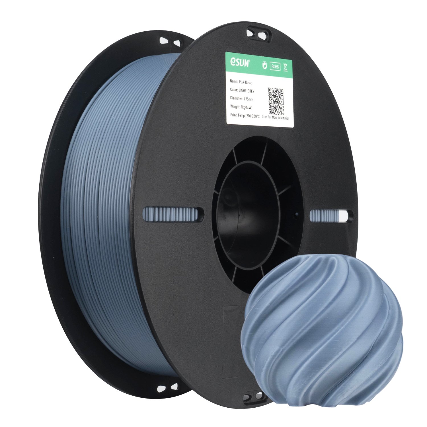 Filamento 3d eSun PLA Basic Cinza Claro 1kg